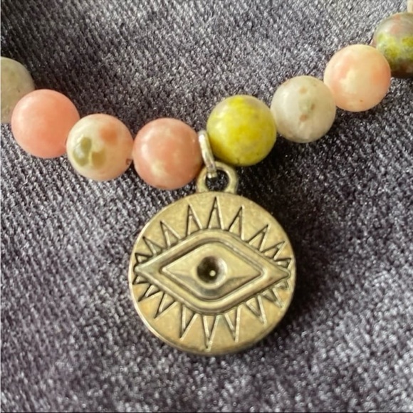 EVIL EYE Arm Candy by Eye Candy Los Angeles Luxe Agate Stone Bracelet NWOT OS - Picture 2 of 6